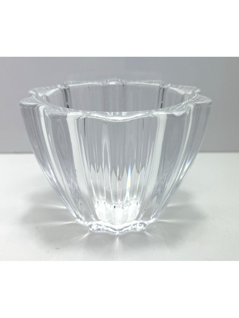 Orrefors Crystal Glass Northern Lights Bowl Sweden Votive Trinket Scalloped Wavy